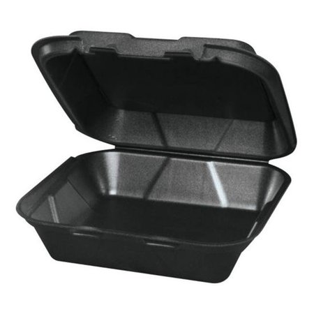 GENPAK Genpak SN200-3L CPC Large 1 Compartment Hinged Container; Black - Case of 200 SN200-3L  CPC